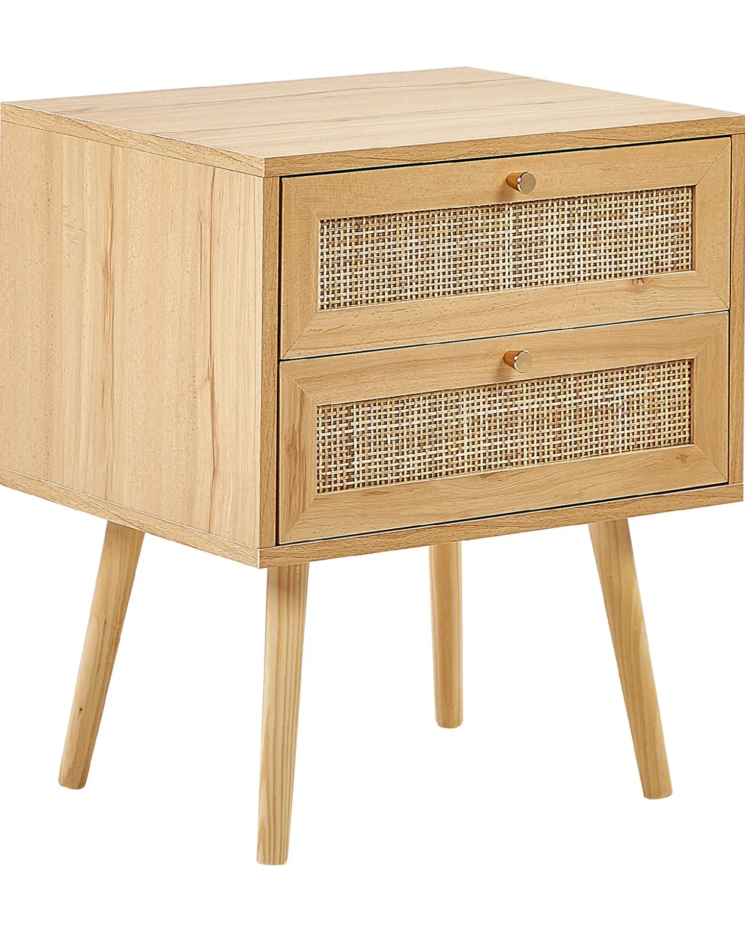 Natbord med 2 skuffer PEROTE Rattan Lysebrun