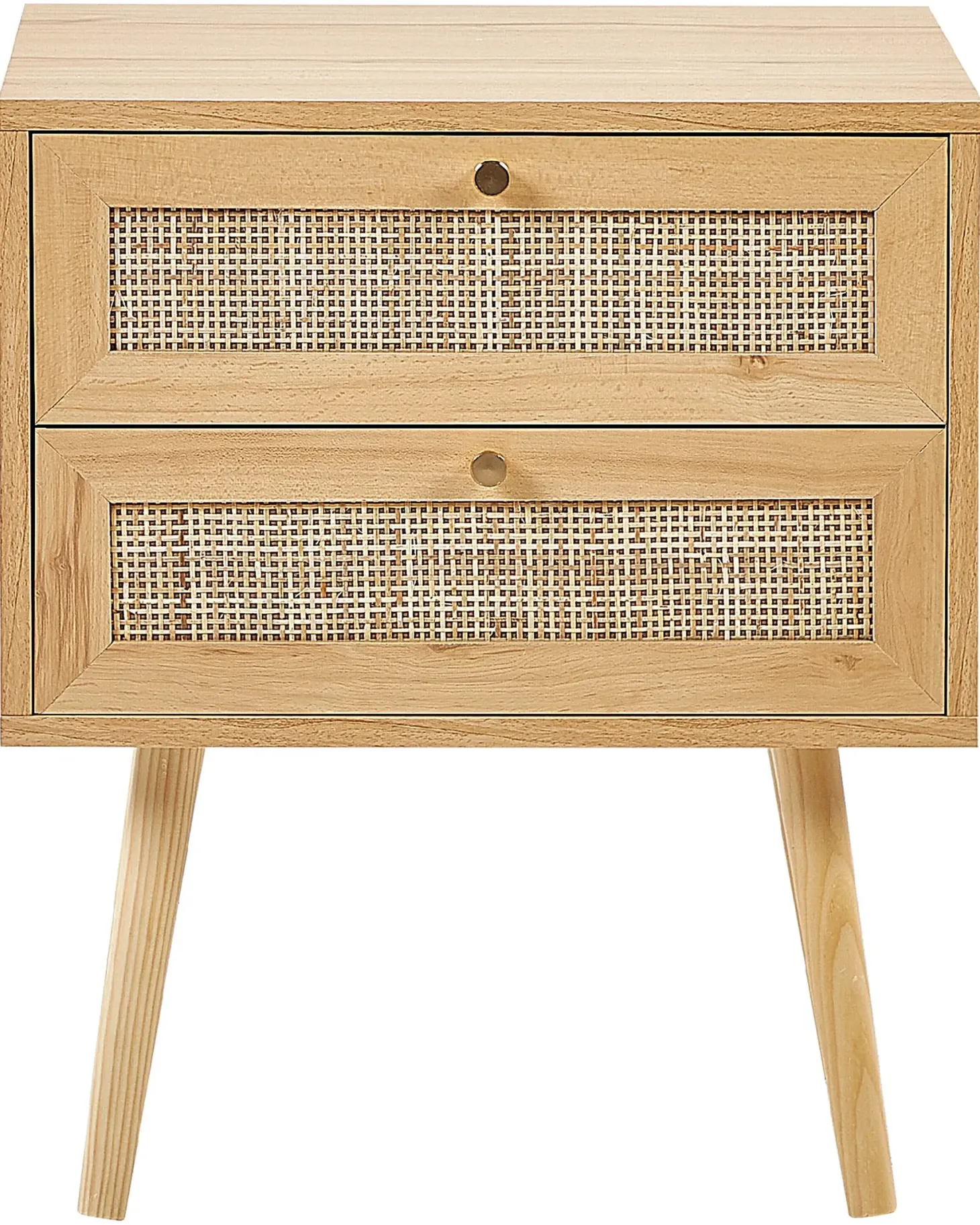 Natbord med 2 skuffer PEROTE Rattan Lysebrun