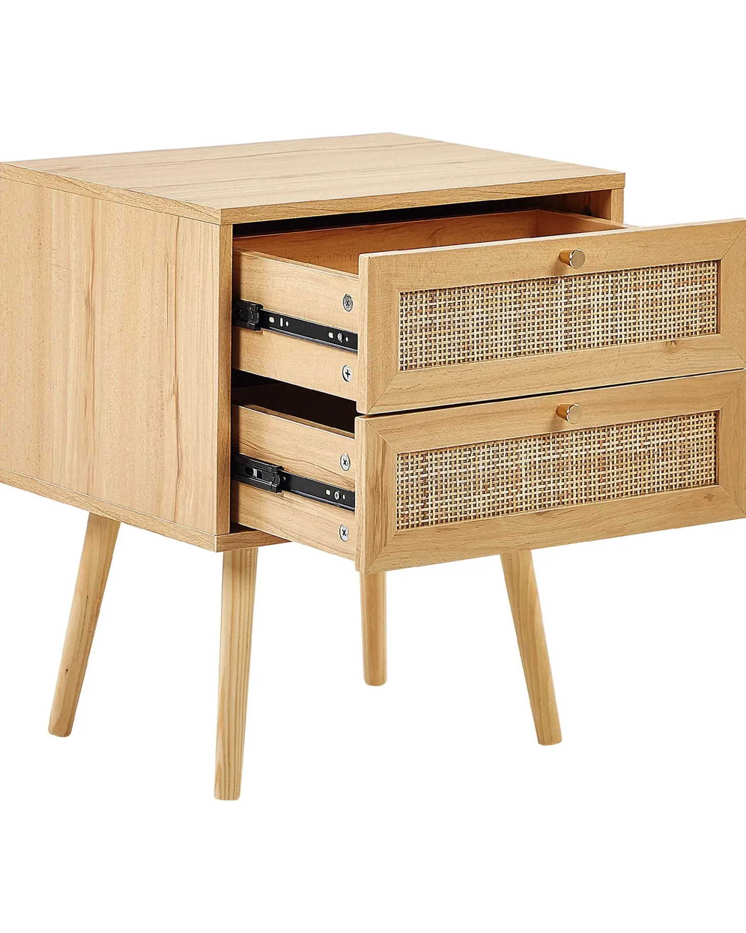 Natbord med 2 skuffer PEROTE Rattan Lysebrun