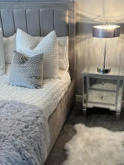 Natbord med 2 skuffer TIGY Glas Spejlet sølv