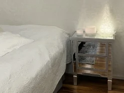 Natbord med 2 skuffer TIGY Glas Spejlet sølv