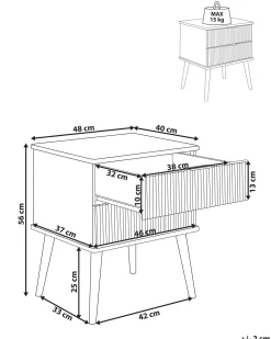 Natbord med 2 skuffer TIMMINS Fyretræ Brun