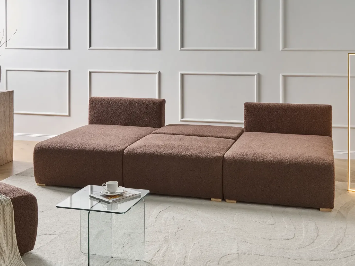 NERBO U-formet modulsofa Brun Boucle