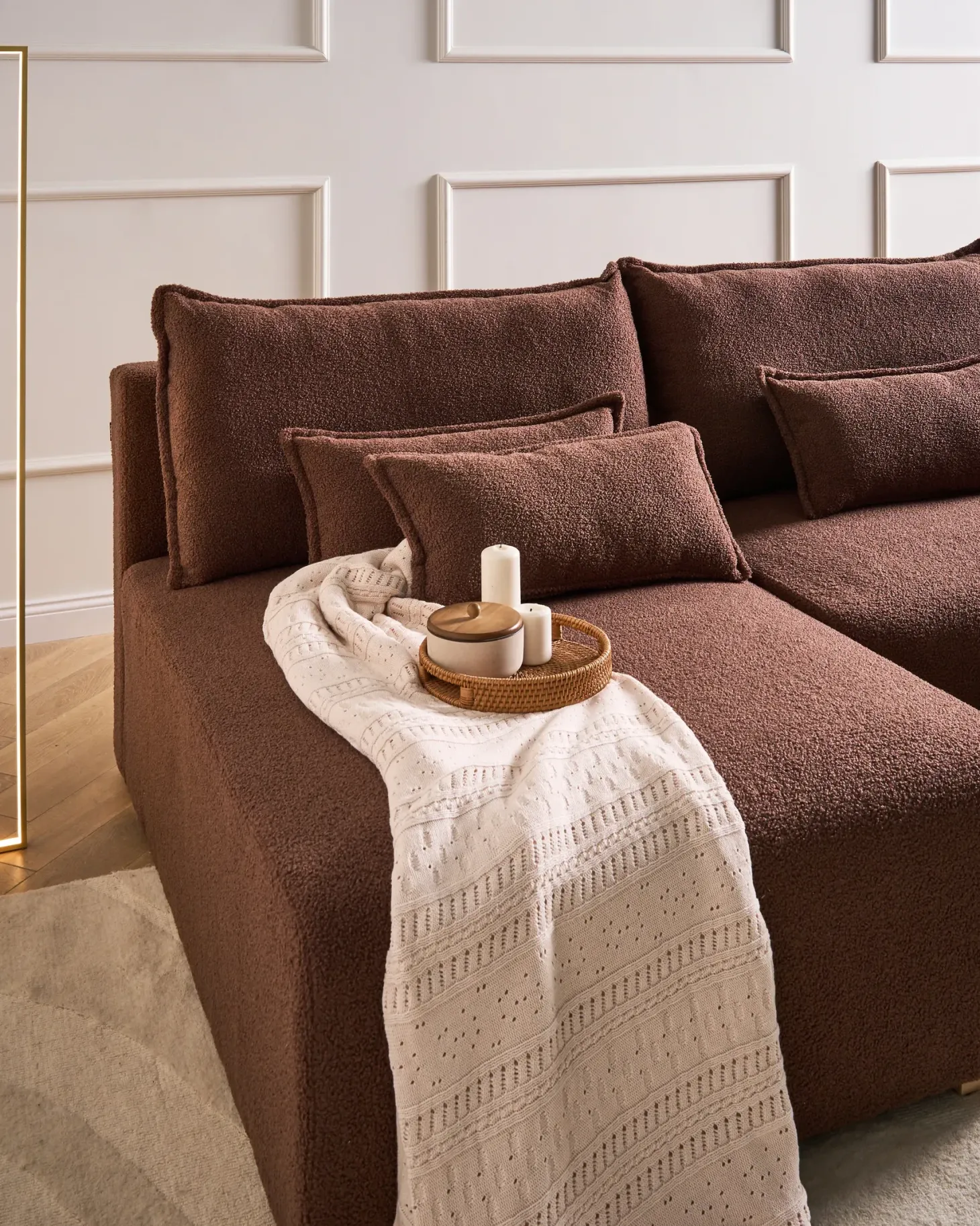 NERBO U-formet modulsofa Brun Boucle