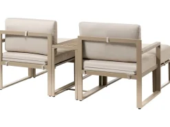 NOCI 2 personers Loungesæt med bord og fodskammel Beige Metal