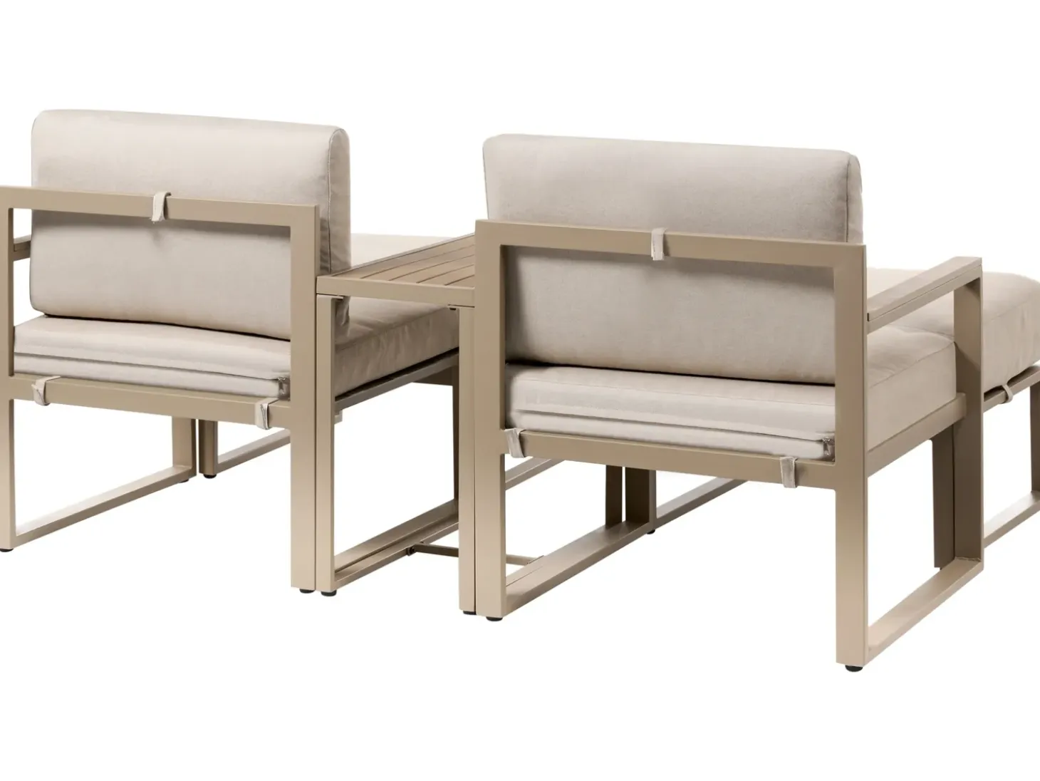 NOCI 2 personers Loungesæt med bord og fodskammel Beige Metal