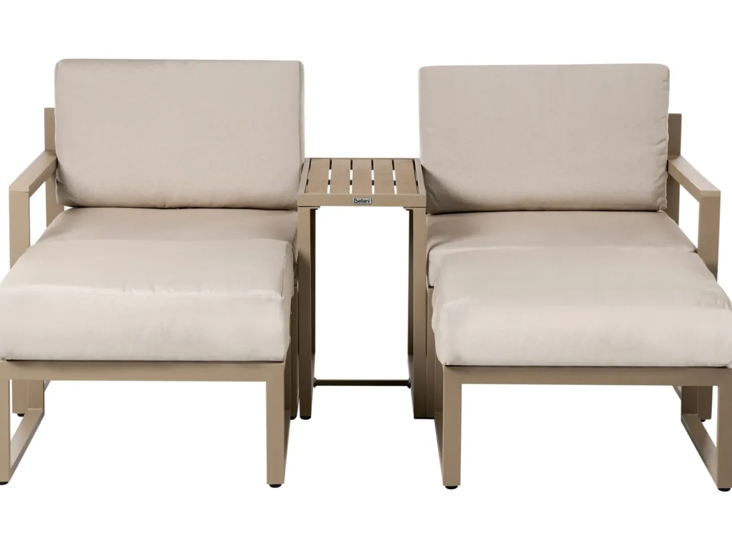 NOCI 2 personers Loungesæt med bord og fodskammel Beige Metal