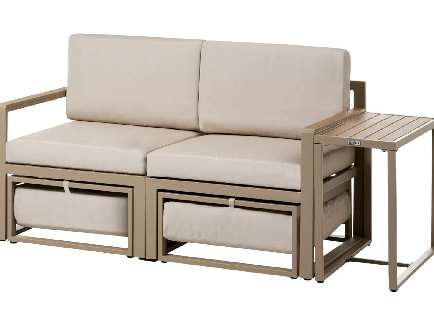 NOCI 2 personers Loungesæt med bord og fodskammel Beige Metal