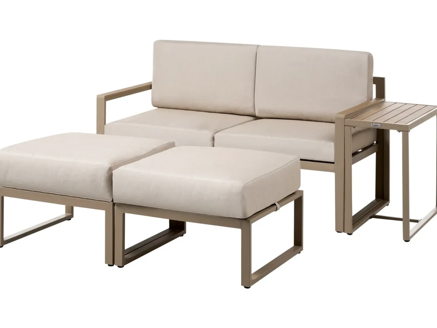 NOCI 2 personers Loungesæt med bord og fodskammel Beige Metal