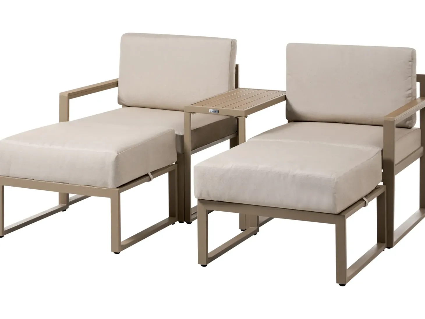 NOCI 2 personers Loungesæt med bord og fodskammel Beige Metal