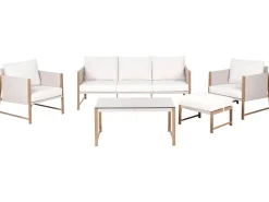 NOLA 5 personers Loungesæt med bord og fodskammel Lys Beige Metal