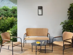 OFANTO 4 personers Loungesæt med bord Naturlig PE-rattan