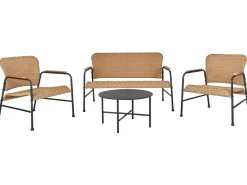 OFANTO 4 personers Loungesæt med bord Naturlig PE-rattan