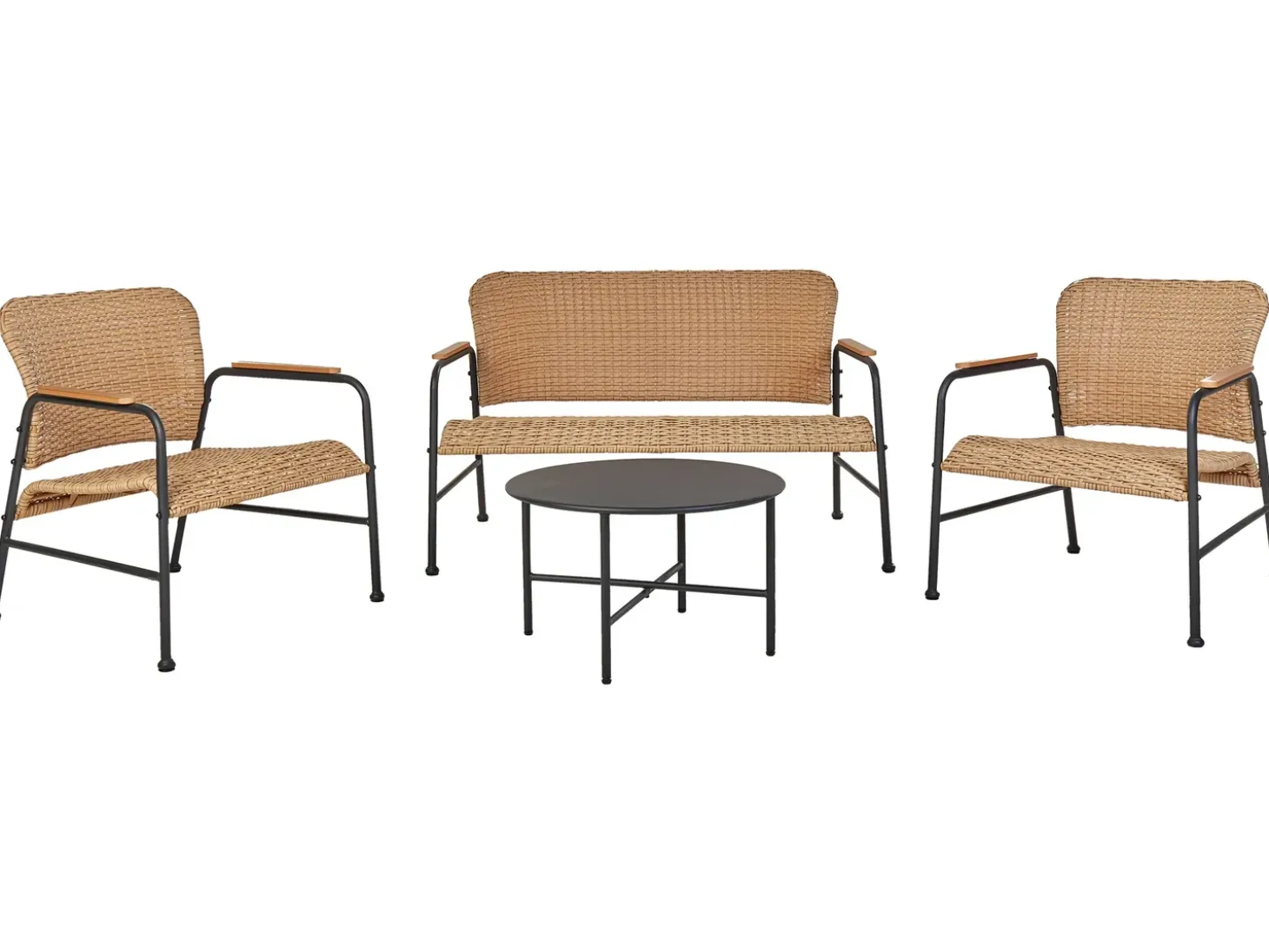 OFANTO 4 personers Loungesæt med bord Naturlig PE-rattan