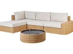 OLIVERI 4 personers Have-hjørnesofasæt Højrevendt Beige PE-rattan
