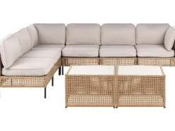 OMEGANA 6 personers Have-hjørnesofasæt Lys Beige PE-rattan