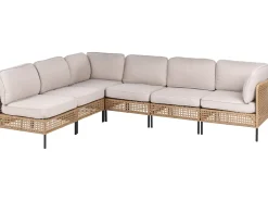 OMEGANA 6 personers Have-hjørnesofasæt Lys Beige PE-rattan