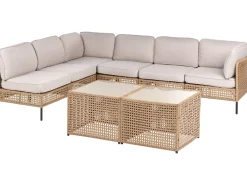 OMEGANA 6 personers Have-hjørnesofasæt Lys Beige PE-rattan