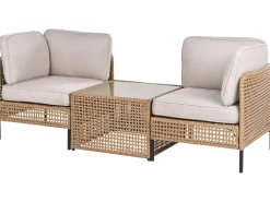 OMEGANA 2 personers Havesofa med bord Lys Beige PE-rattan