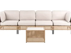 OMEGANA 4 personers Havesofa med bord Lys Beige PE-rattan