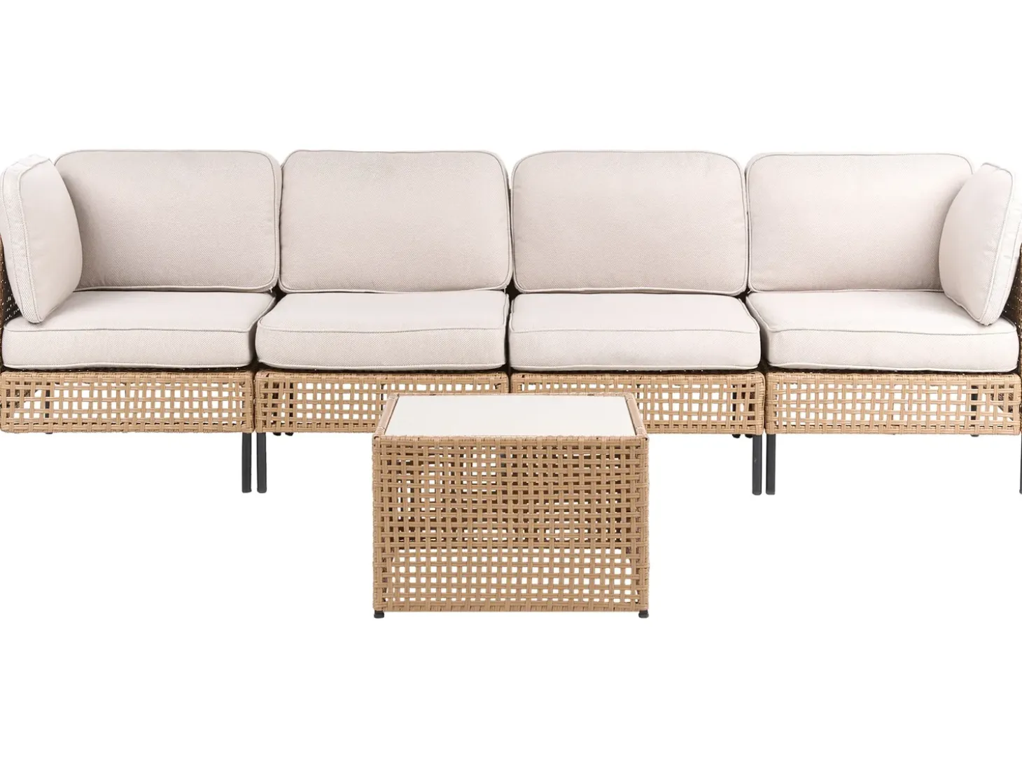 OMEGANA 4 personers Havesofa med bord Lys Beige PE-rattan