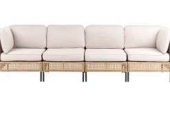 OMEGANA 4 personers Havesofa med bord Lys Beige PE-rattan