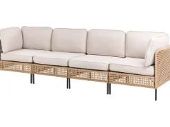 OMEGANA 4 personers Havesofa med bord Lys Beige PE-rattan