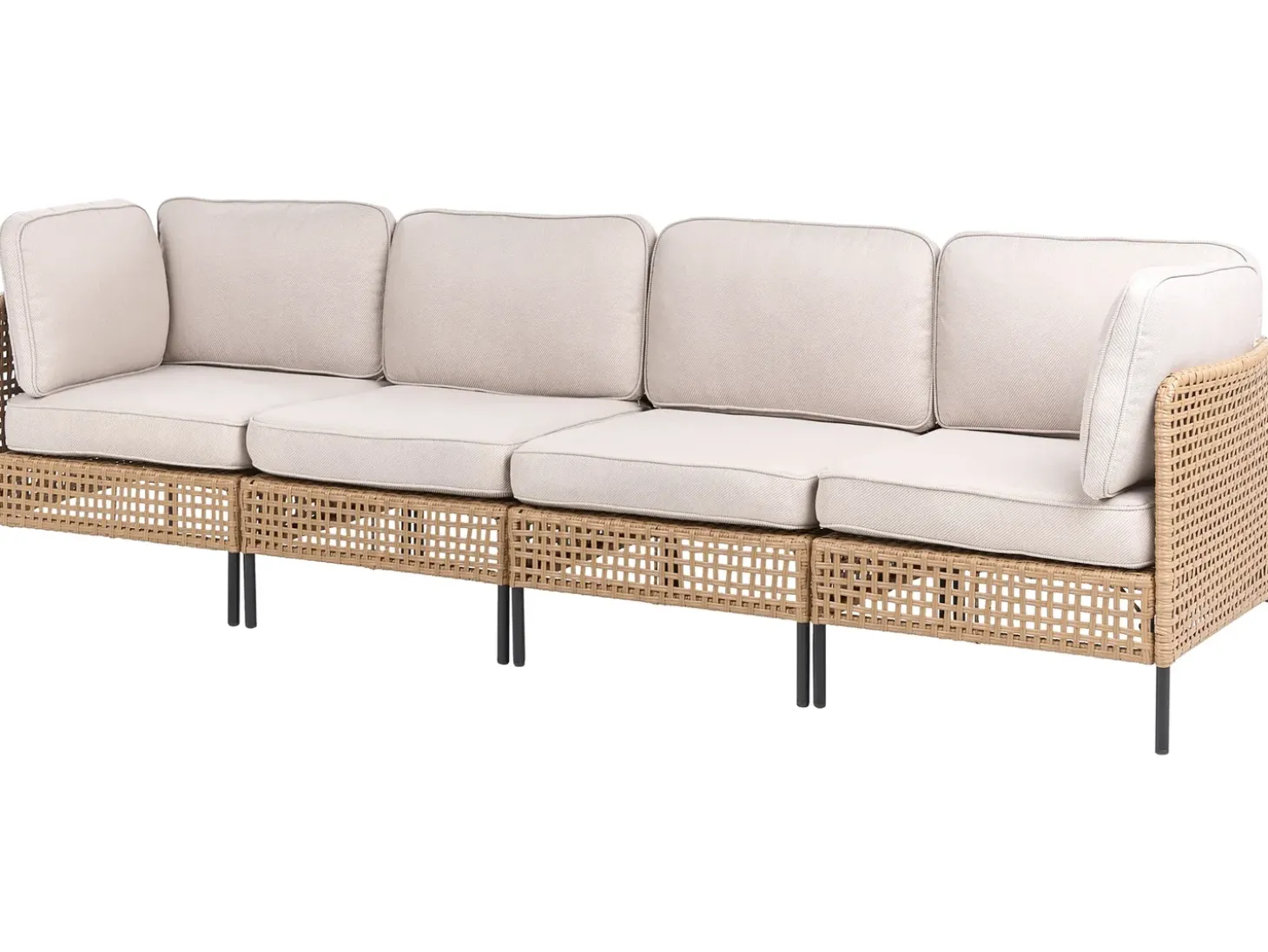 OMEGANA 4 personers Havesofa med bord Lys Beige PE-rattan
