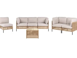 OMEGANA 6 personers Loungesæt med bord Lys Beige PE-rattan