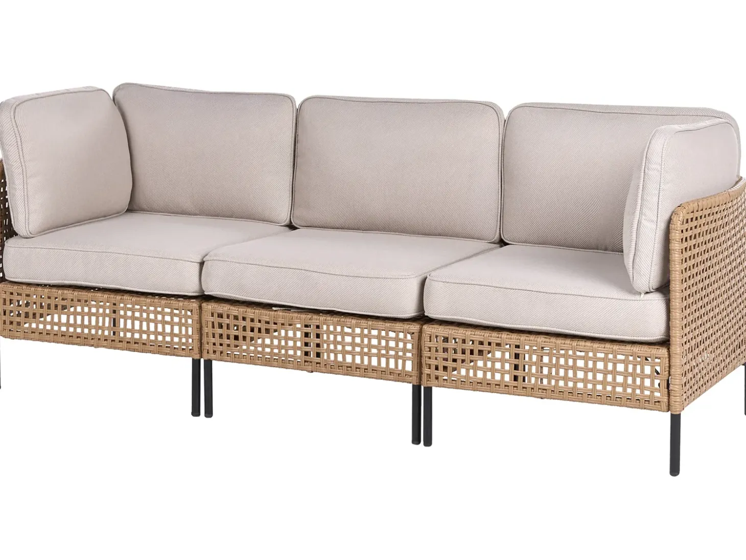 OMEGANA 6 personers Loungesæt med bord Lys Beige PE-rattan