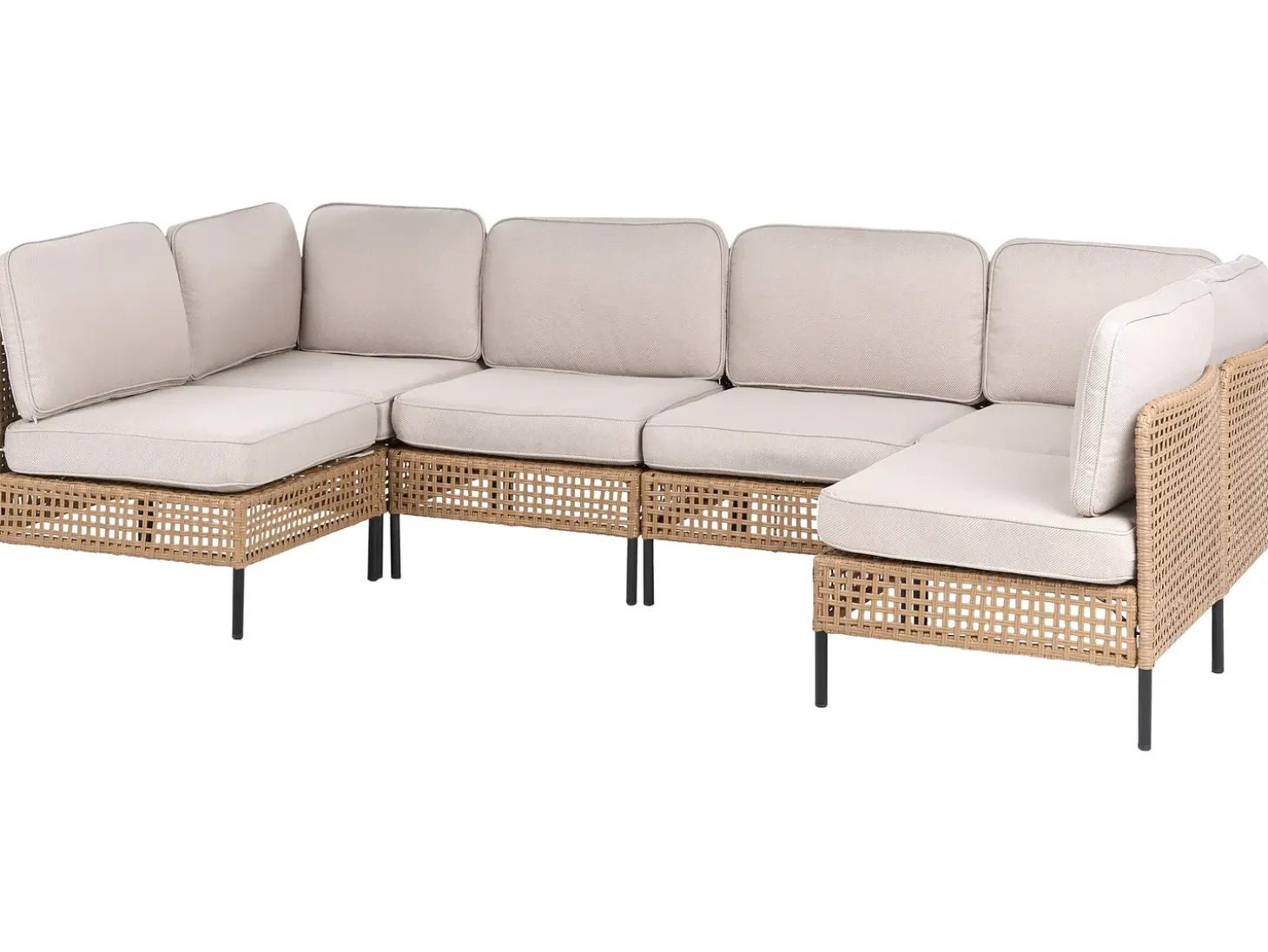 OMEGANA 6 personers U-formet havesofa Lys Beige PE-rattan