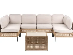 OMEGANA 6 personers U-formet havesofa Lys Beige PE-rattan