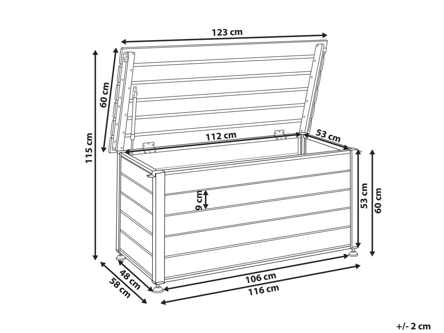 Opbevaringsboks CAMPALTO 123 cm 60 cm Hvid