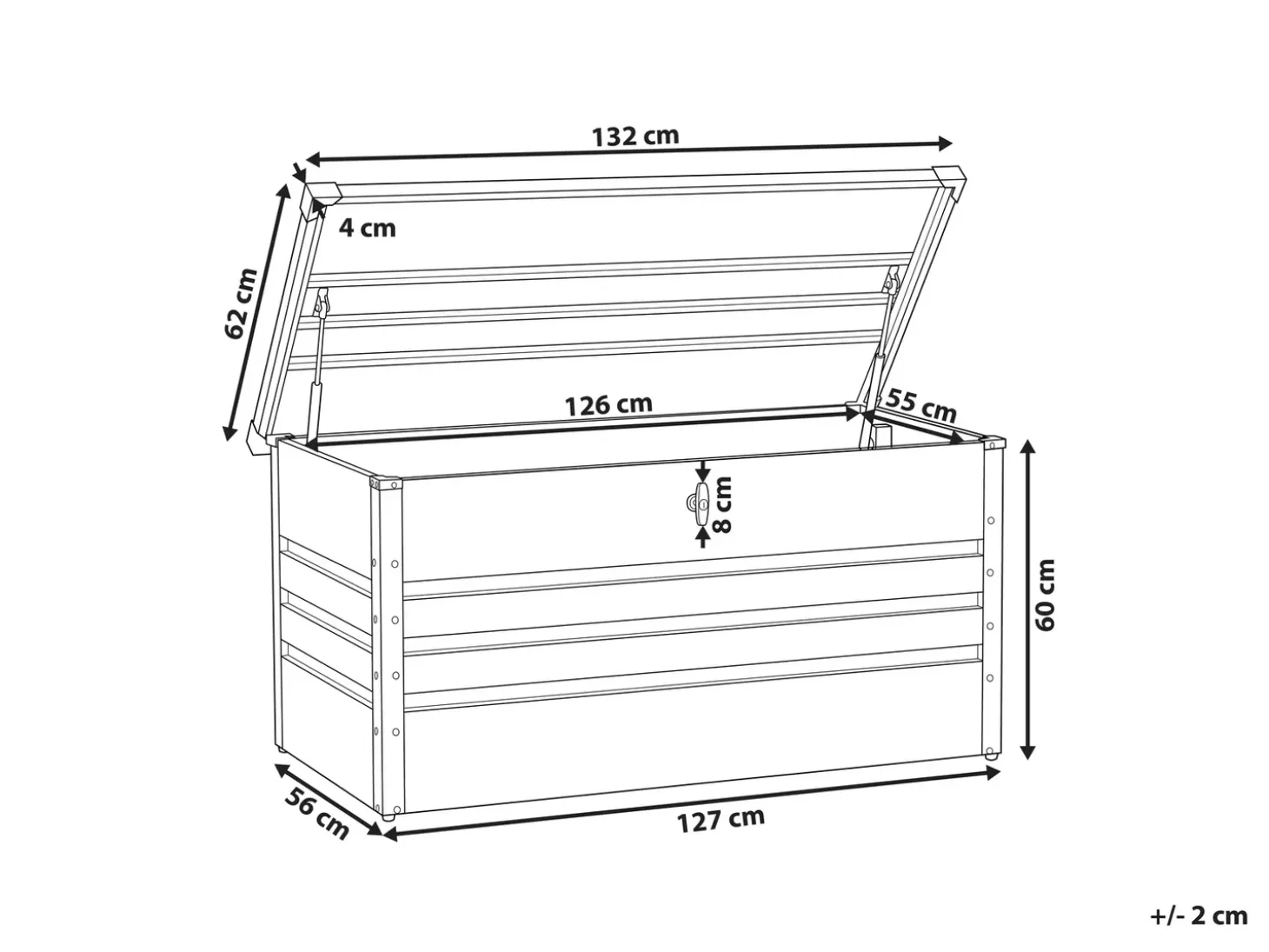 Opbevaringsboks CEBROSA 132 cm 62 cm Grå