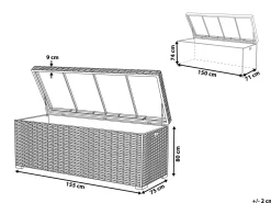 Opbevaringsboks MODENA 155 cm 75 cm Brungrå