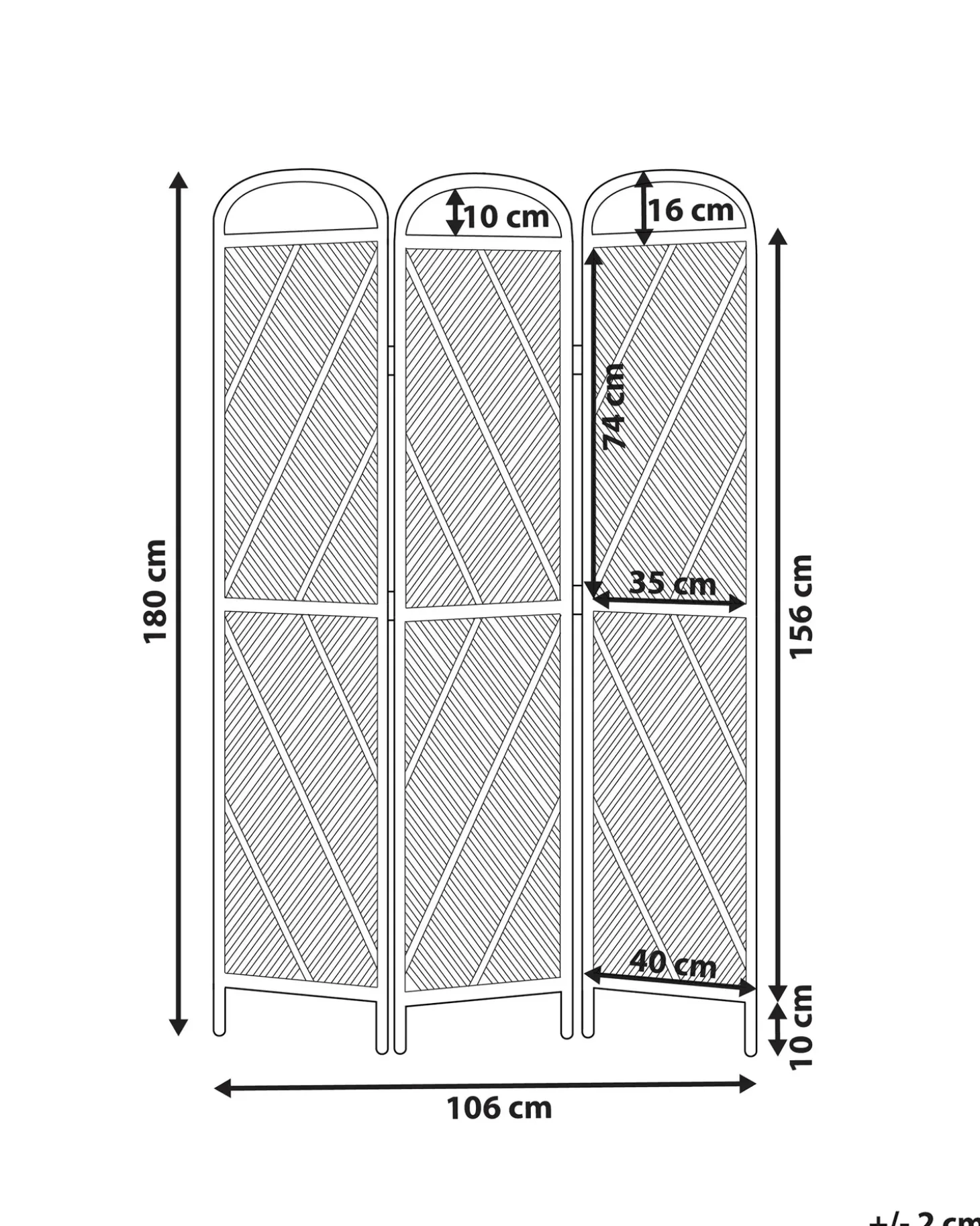 3 panelers rumdeler COSENZA Lysebrun 106 cm 180 cm
