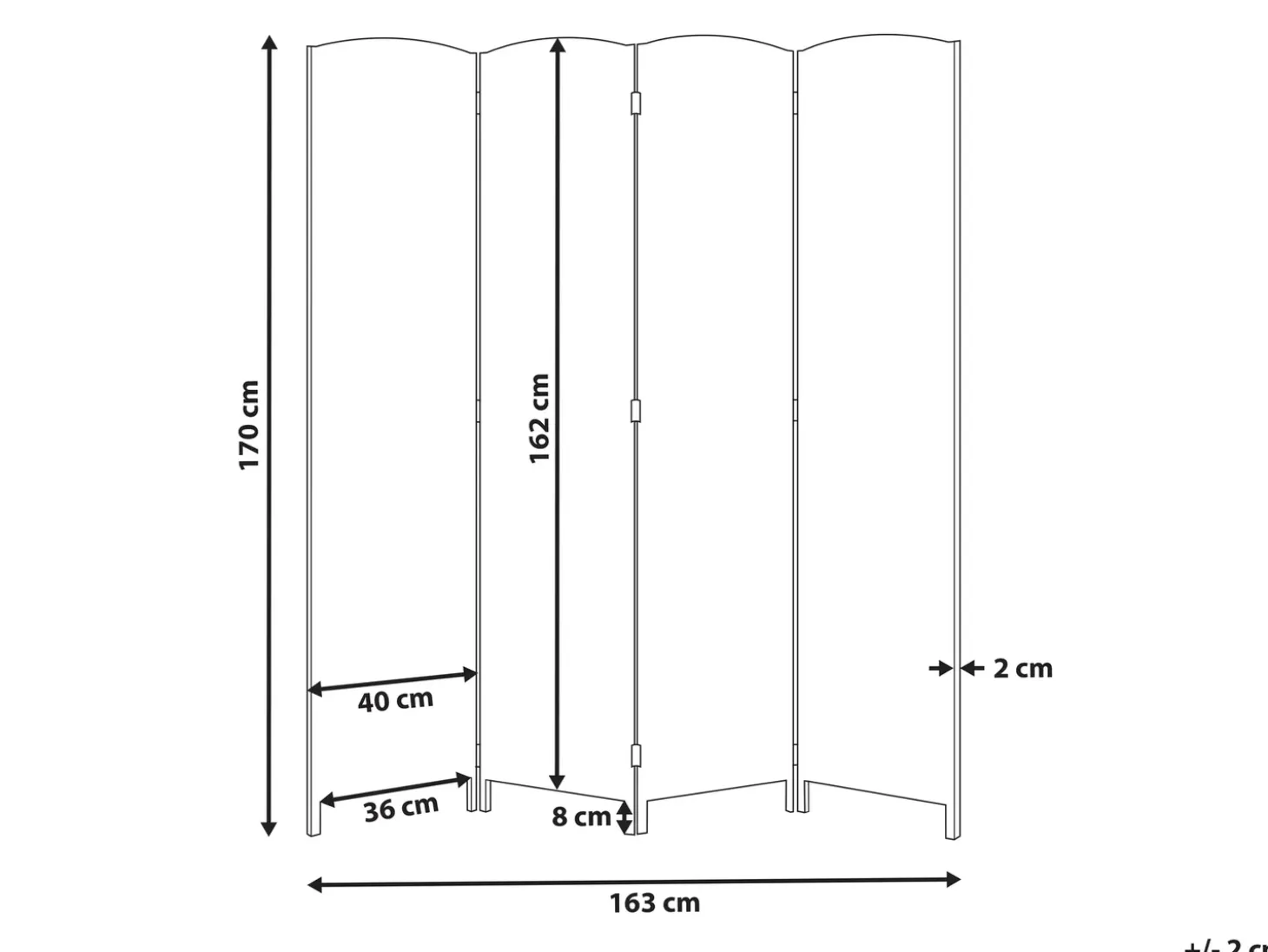 4 panelers rumdeler LAPPAGO Lys Beige 163 cm 170 cm