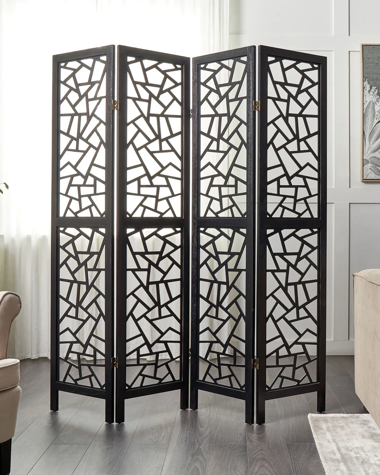 4 panelers rumdeler PIANLARGO Sort 163 cm 170 cm