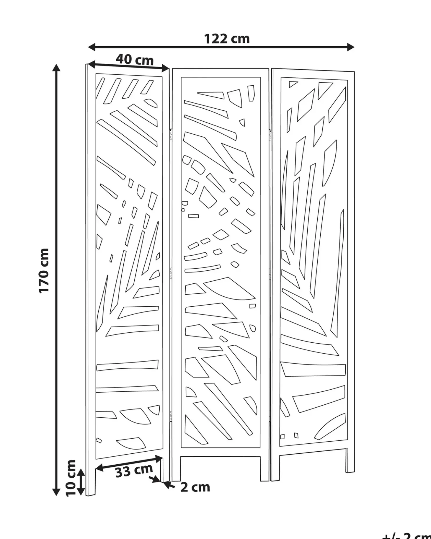 3 panelers rumdeler VERNAGO Lysebrun 122 cm 170 cm