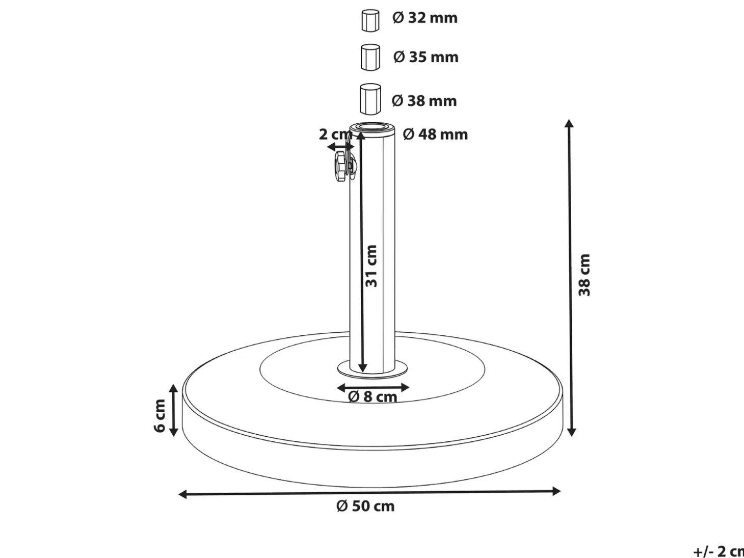 Parasolfod CRAVEGGIA Sølv Rund 25 kg