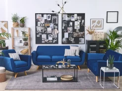 2 pers. sofaovertræk BERNES Velour Navy Blå