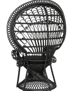 Påfuglestol EMMANUELLE Rattan Sort