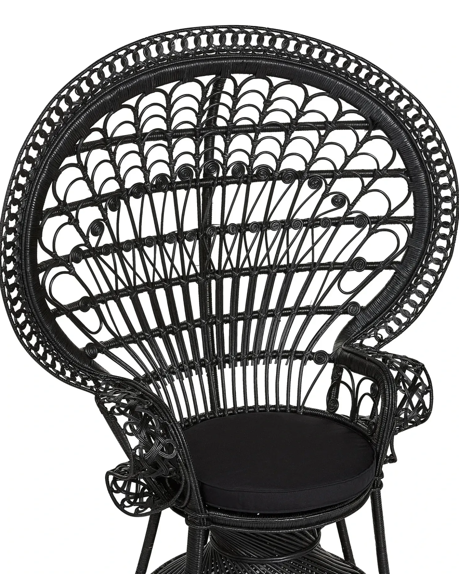 Påfuglestol EMMANUELLE Rattan Sort
