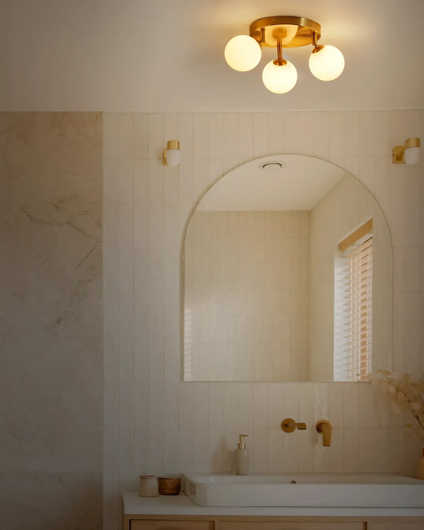 Plafond MAVILLA Glas Messing