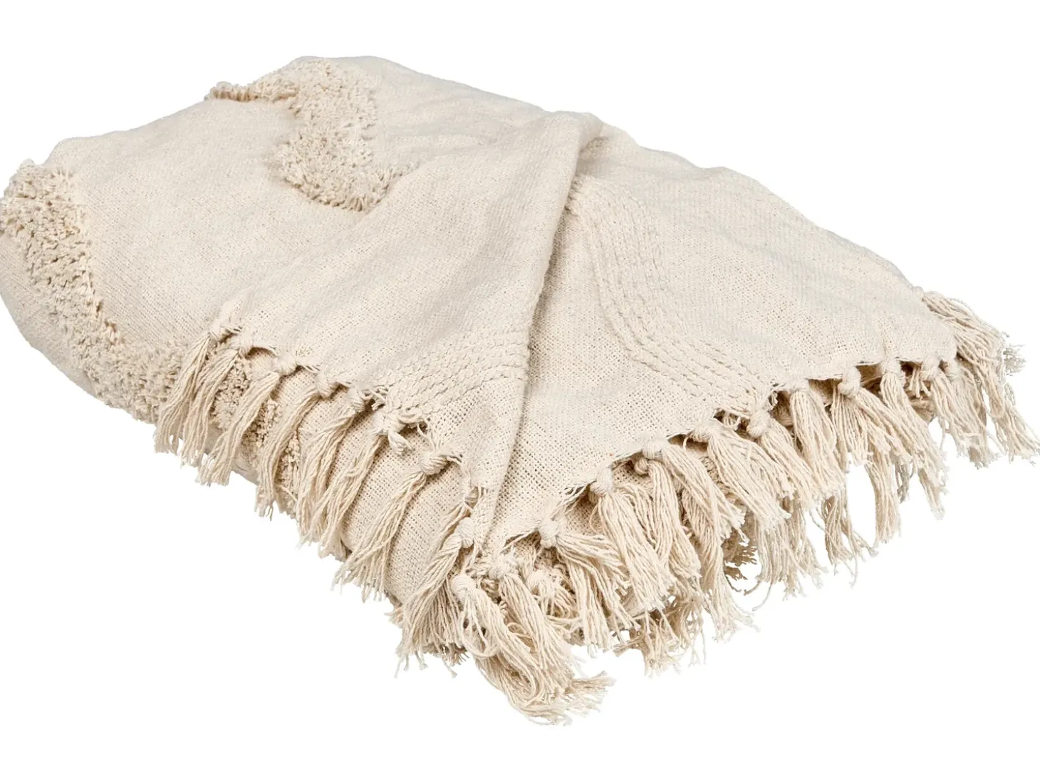 Plaid KHARI Bomuld 200 x 200 cm Lys Beige