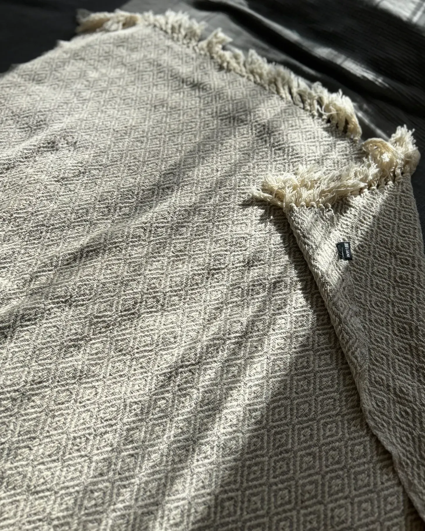 Plaid MITYAL Bomuld 125 x 150 cm Brungrå