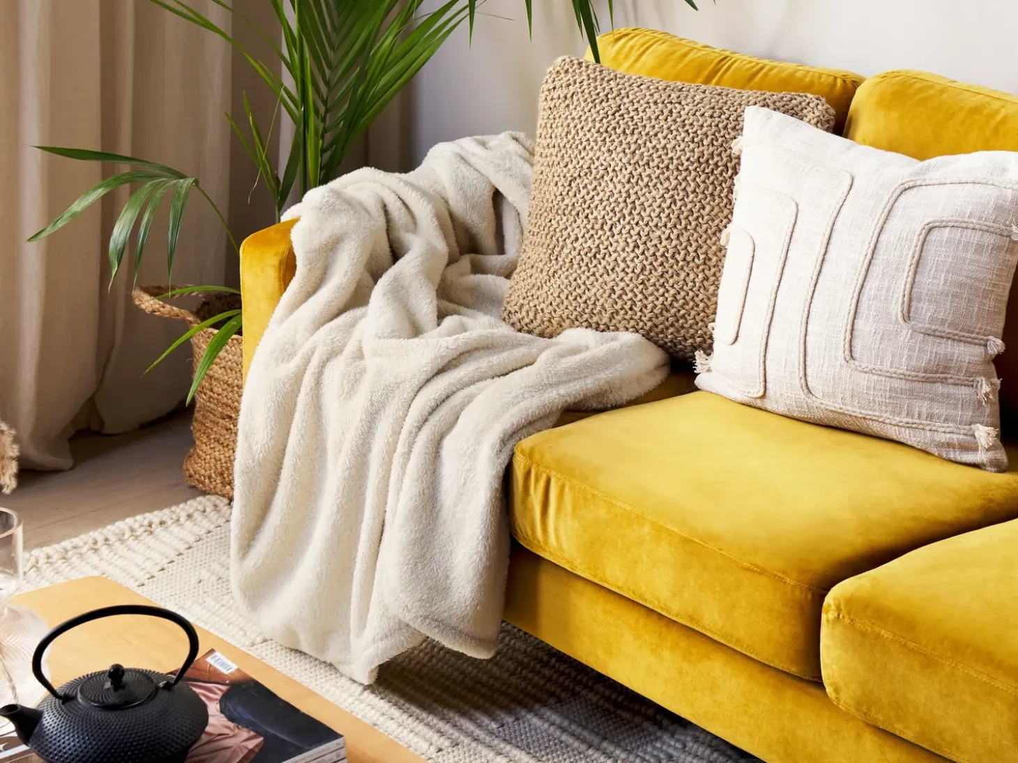 Plaid NAMDU 125 x 150 cm Lys Beige
