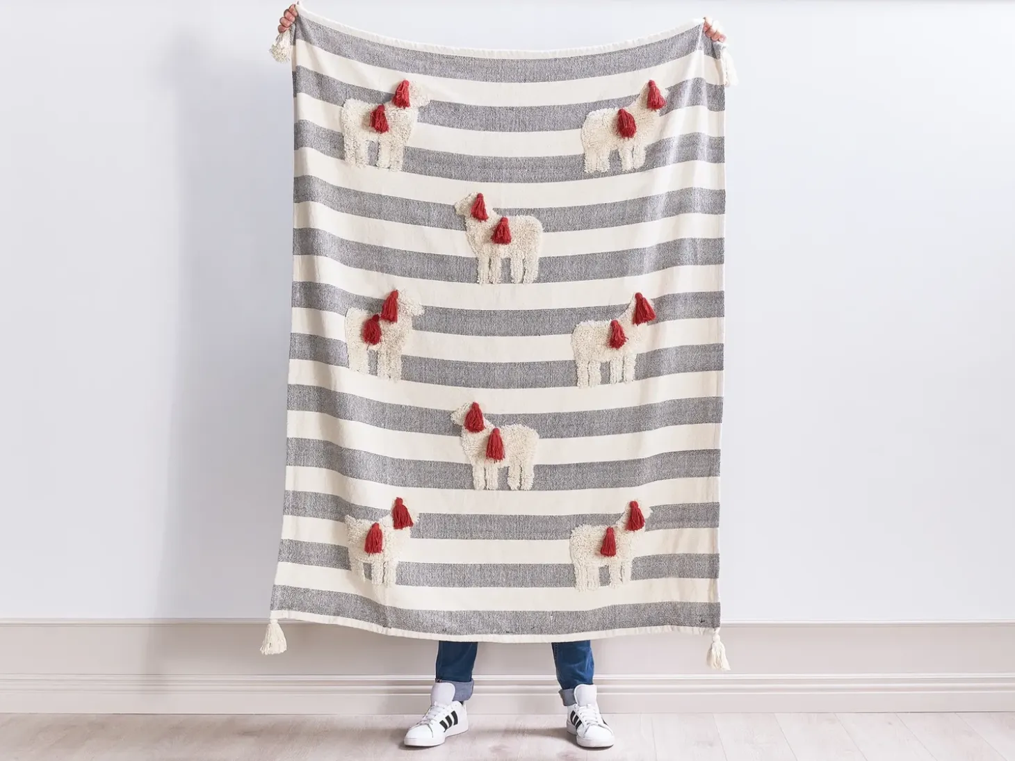 Plaid NAMTAR Bomuld 125 x 150 cm Hvid