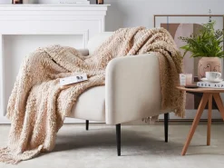 Plaid VELLA Bomuld 150 x 200 cm Lys Beige