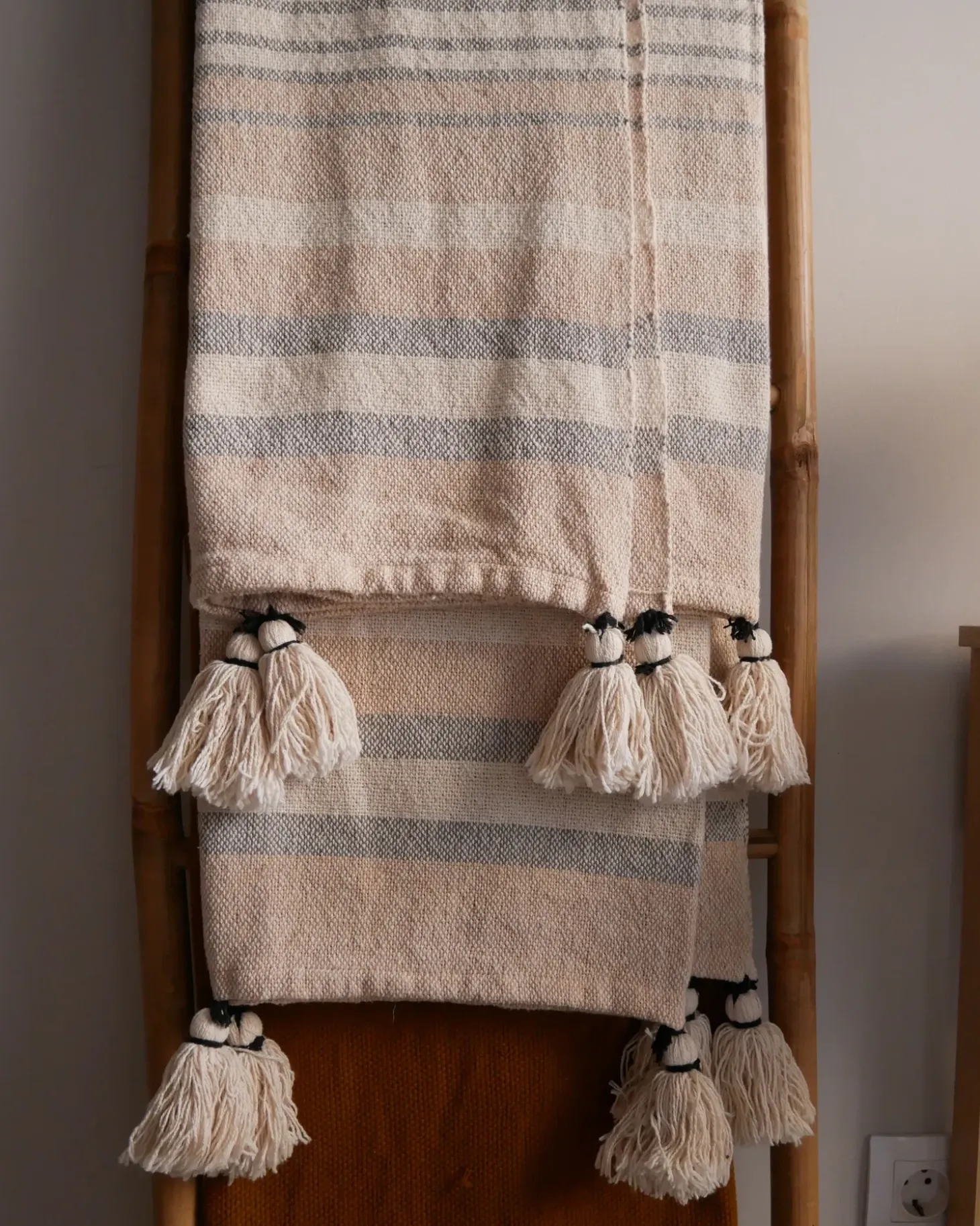 Plaid YARSELI Bomuld 130 x 170 cm Beige